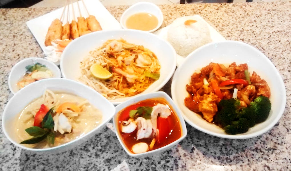 A spread of Thai dishes